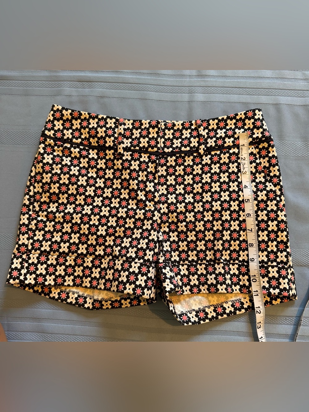 New York & Company Black Floral-Print High Waist Shorts with Coral Accents - Picture 6 of 6